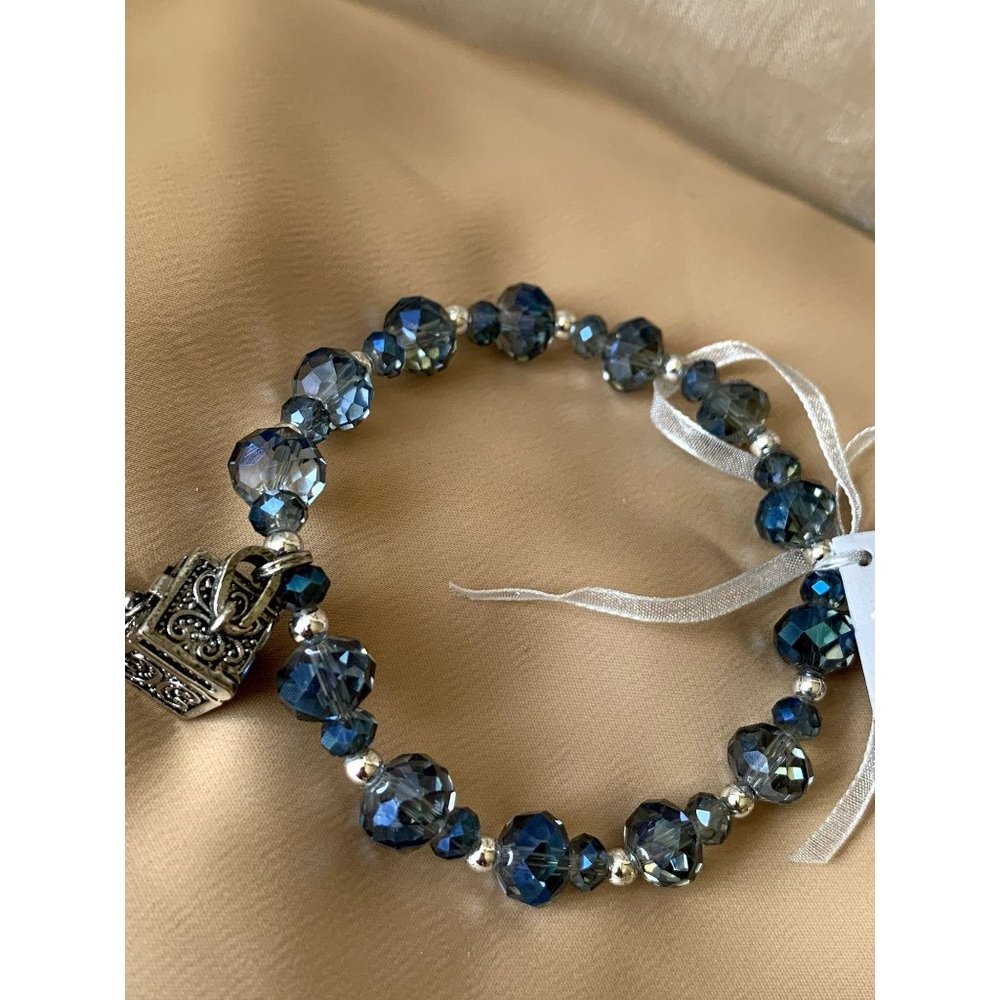 SOLD Valerie Parr Hill Blue Crystal Prayer Box Bracelet NEW WITH TAG